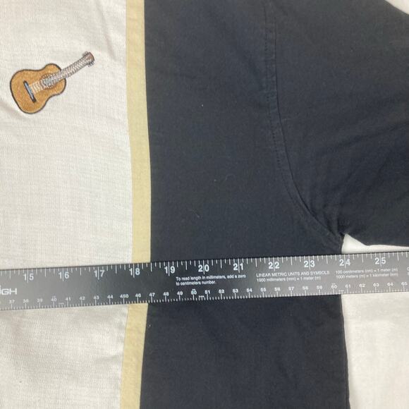 David Carey Bowling Shirt XL Black White Guitar Embroidery Hawaiian Retro Stripe - Picture 5 of 6